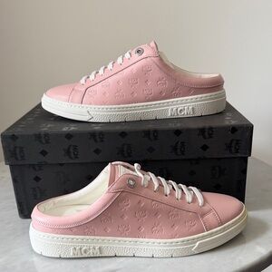 MCM Women's Pink Leather Slip-On Sneaker 38